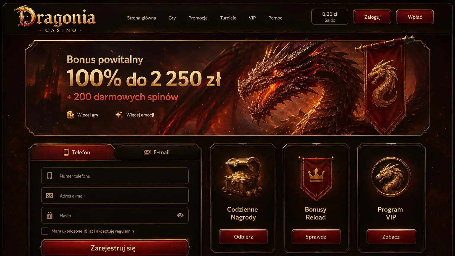 Jak zarejestrować konto w Dragonia Casino