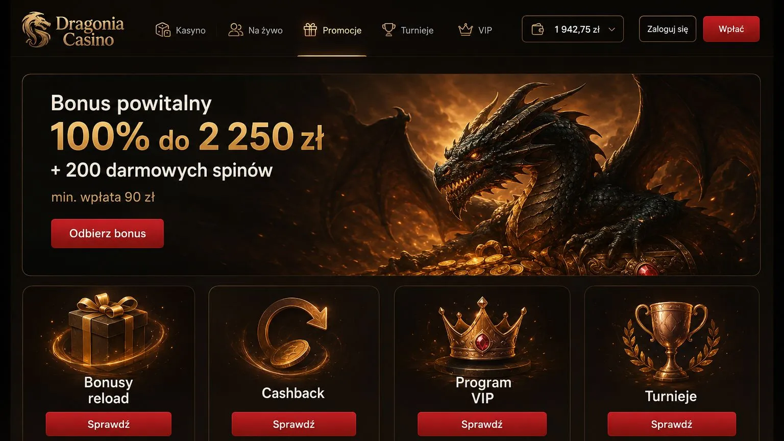 Oferty powitalne w Dragonia Casino online